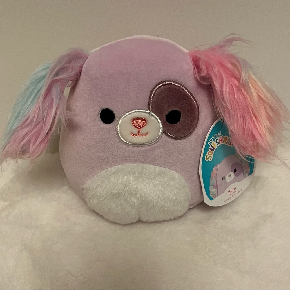 Squishmallow Barb Puppy Dog 🐶, Purple Rainbow 🌈, Long Furry Ears, 5” New